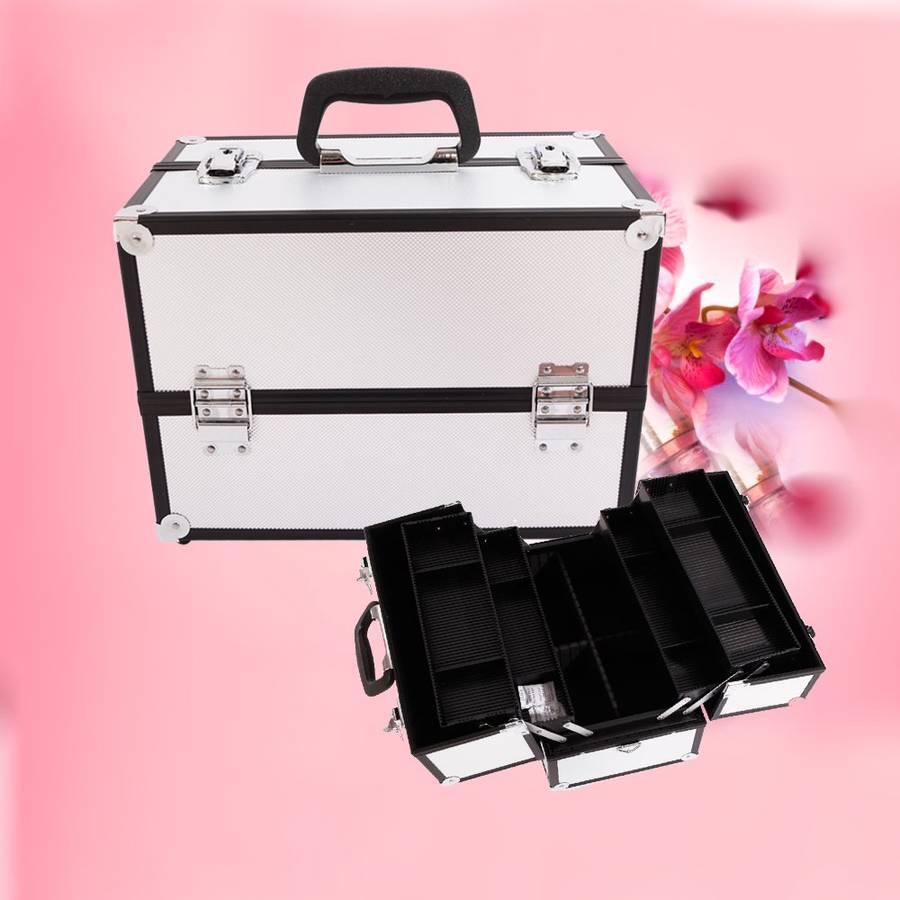Pro Aluminum Makeup Train Case Jewelry Box Travel Cosmetic Organizer Case