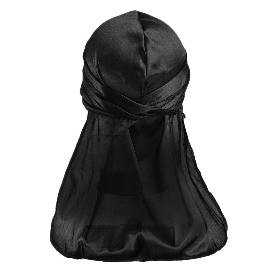 Durag Boss Silky Satin Durag with Extra Length Ties (Black)