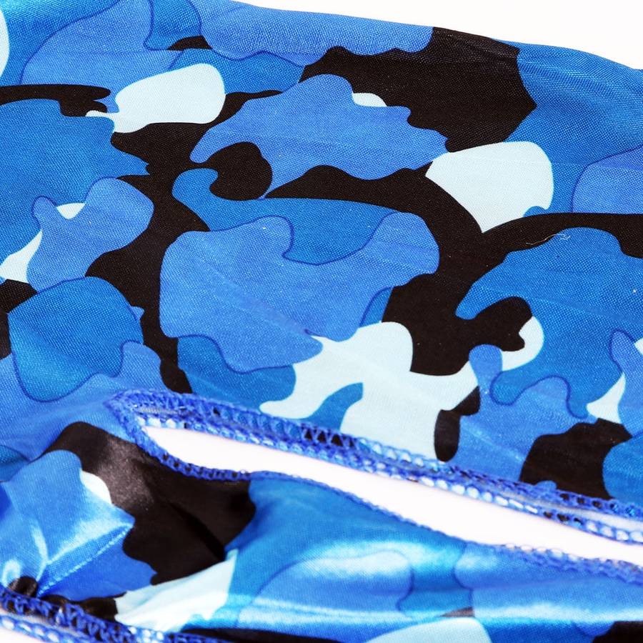 Durag Boss Silky Satin Durag with Extra Length Ties (Camouflage Blue)