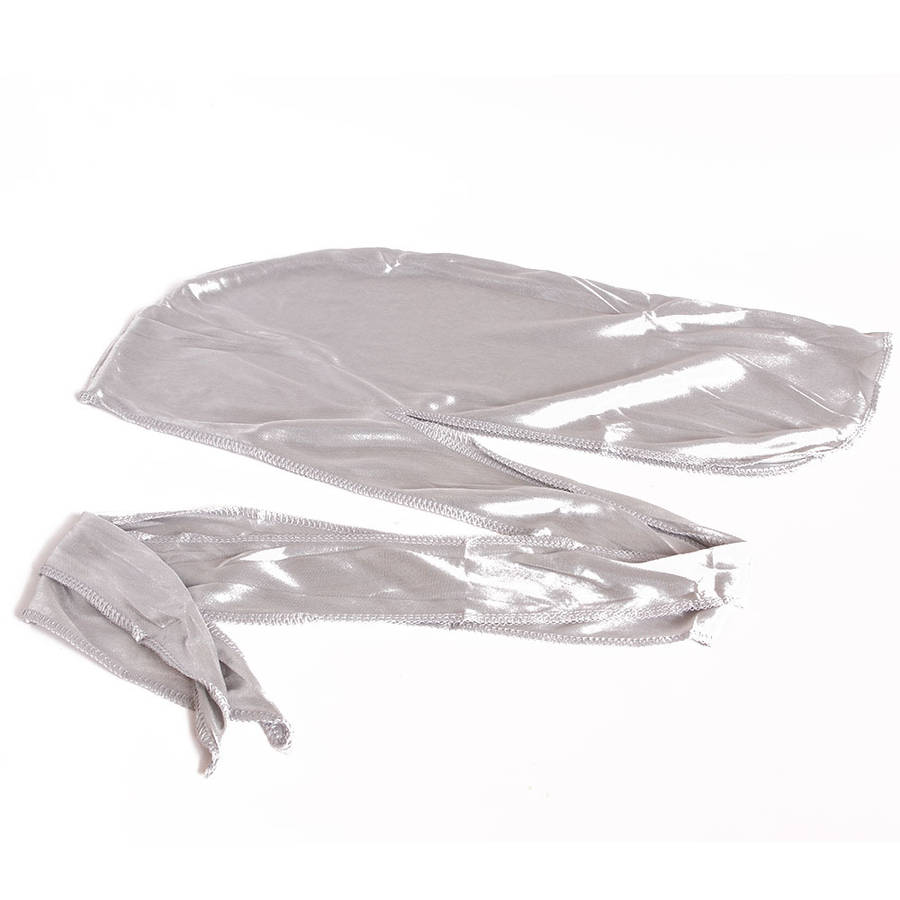Durag Boss Silky Satin Durag with Extra Length Ties (silver grey)