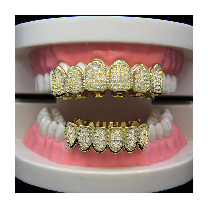 Ultra Iced Out Gold Teeth Grillz with AAA Grade Micro Pave CZ Diamonds