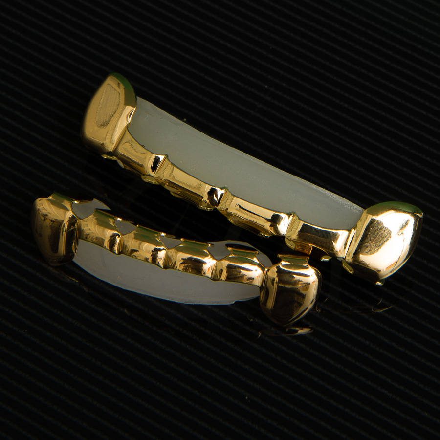 HipHop Gold Plated Bar Style Edge Strip Teeth Grillz (set)
