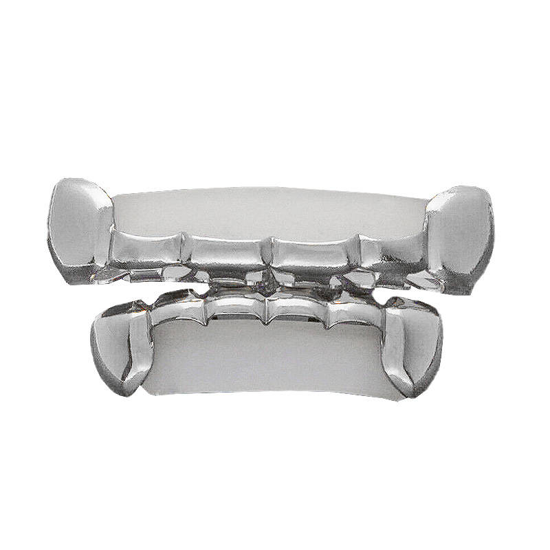 HipHop Silver Plated Bar Style Edge Strip Teeth Grillz (set)