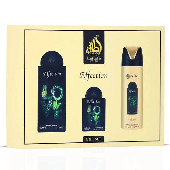Lattafa Pride Affection Love Gift Set 100 ml + 20 ml + 200 ml Eau De Parfum Floral scent