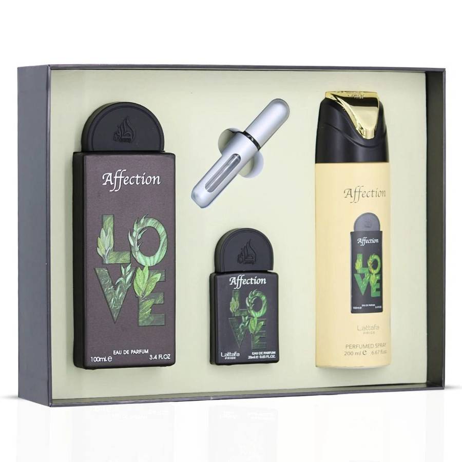 Lattafa Pride Affection Love Gift Set 100 ml + 20 ml + 200 ml Eau De Parfum Floral scent