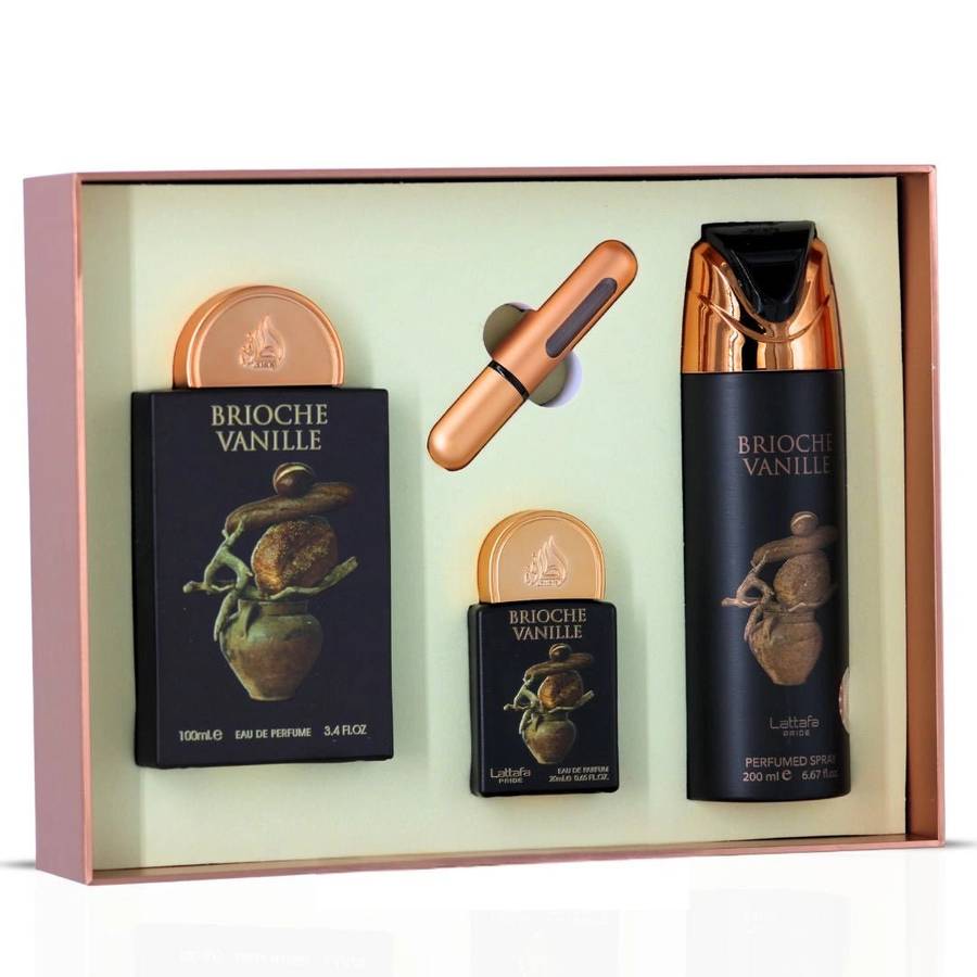 Lattafa Pride Brioche Vanille Gift Set 100 ml + 20 ml + 200 ml Eau De Parfum Oud scent