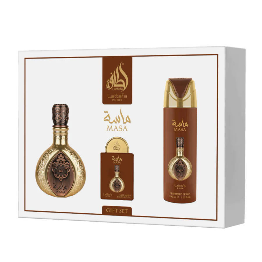 Lattafa Masa Pride Gift Set 100 ml + 20 ml + 200 ml Eau De Parfum Spicy scent