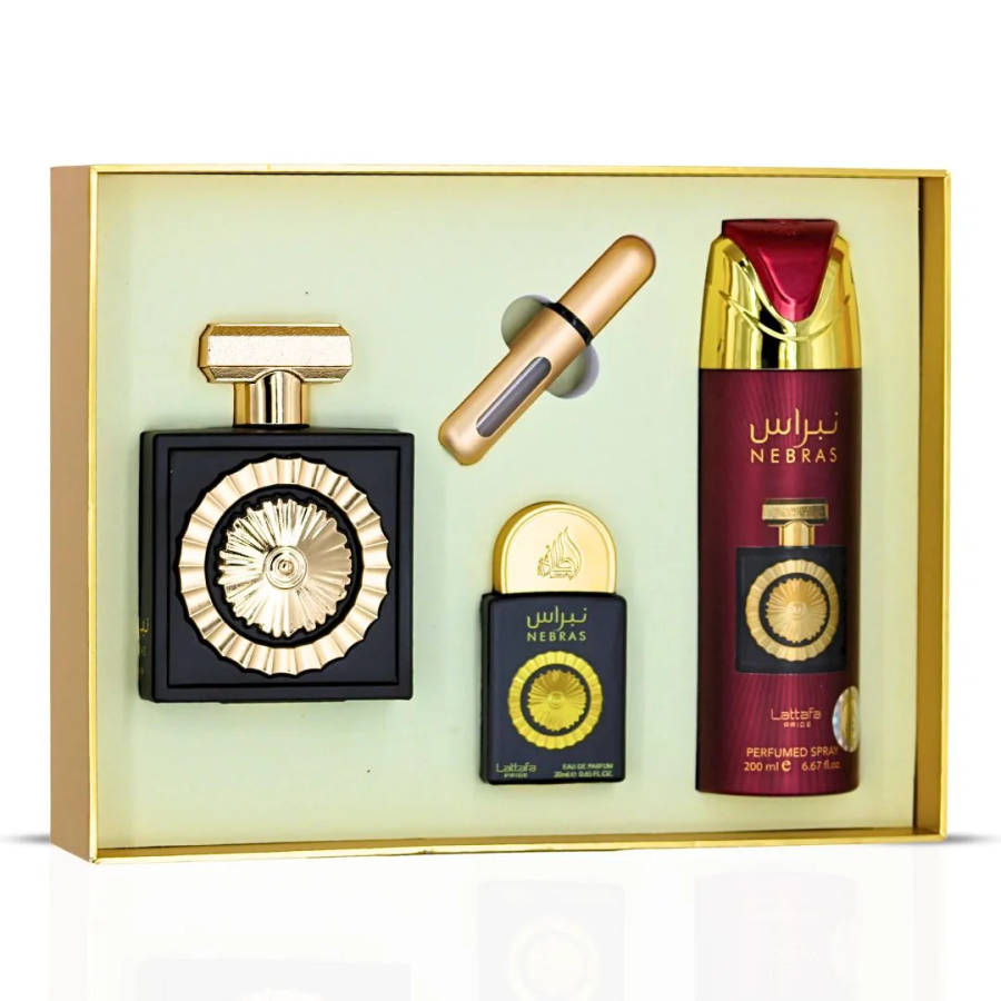 Lattafa Nebras Gift Set 100 ml + 20 ml + 200 ml Eau De Parfum Sweet scent