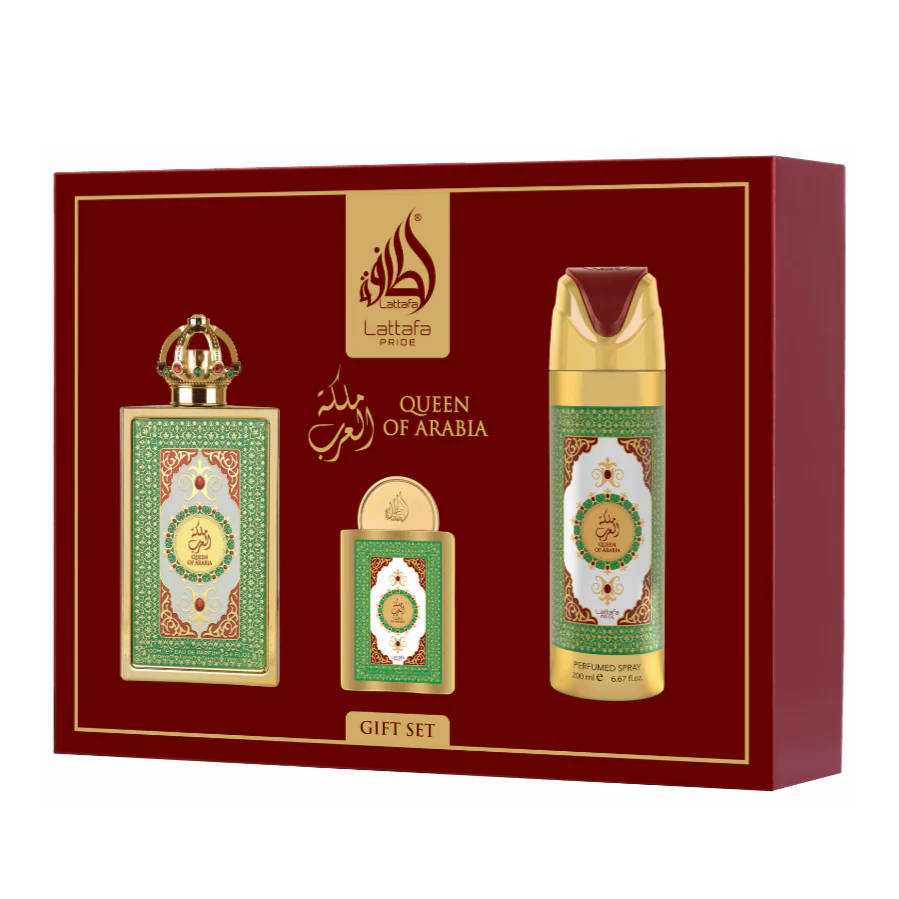Lattafa Pride Queen Of Arabia Gift Set 100 ml + 20 ml + 200 ml Eau De Parfum Sweet scent