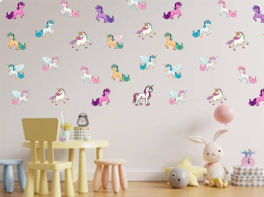 32 Unicorn wall sticker set