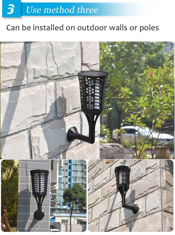 LED Solar Flame Flickering Lawn Lamp Plum Torch Light