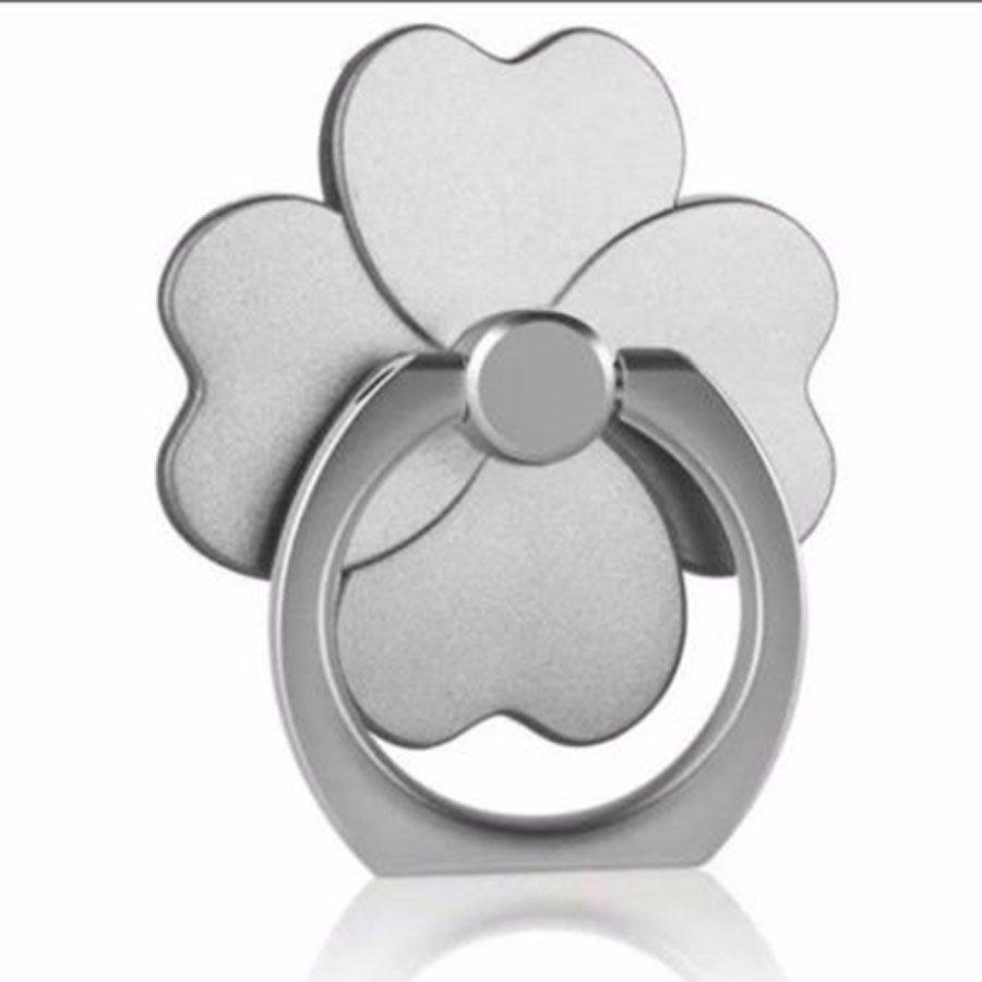 Clover 360 Degree Mobile Finger Ring Holder Mobile Phone Stand - SILVER