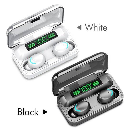 China Bth-F9-5 1200mAh Power Bank Earphones Bluetooth Wireless Sport in Ear  Tws Gaming Headset Noise Earbuds with Mic for iPhone - China F9-5 Earphone  and Wireless Bluetooth Headset price