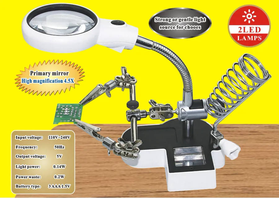Auxiliary Clamp Magnifier with Switchable Cold and Warm LED Light