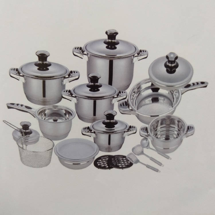 China 22PCS Stainless Steel Wide Edge Cookware Set with Bakelite ...