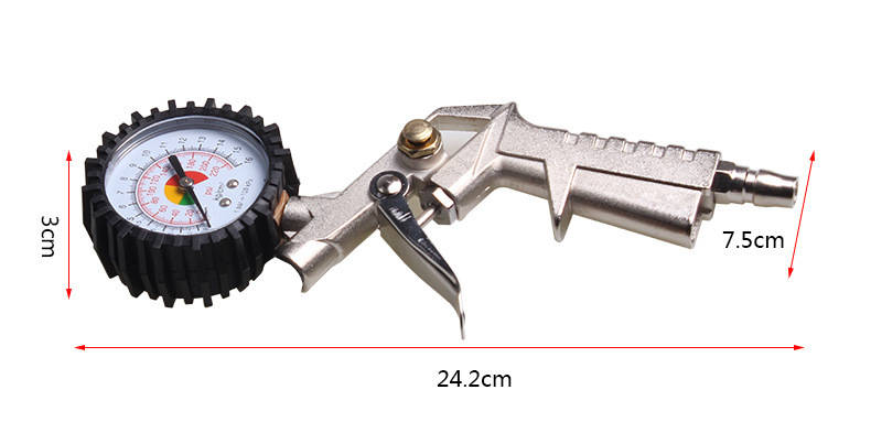 220 Psi Lock On Tire Inflator Air Pressure Gauge Pistol Chuck Hose Car/Bike Auto