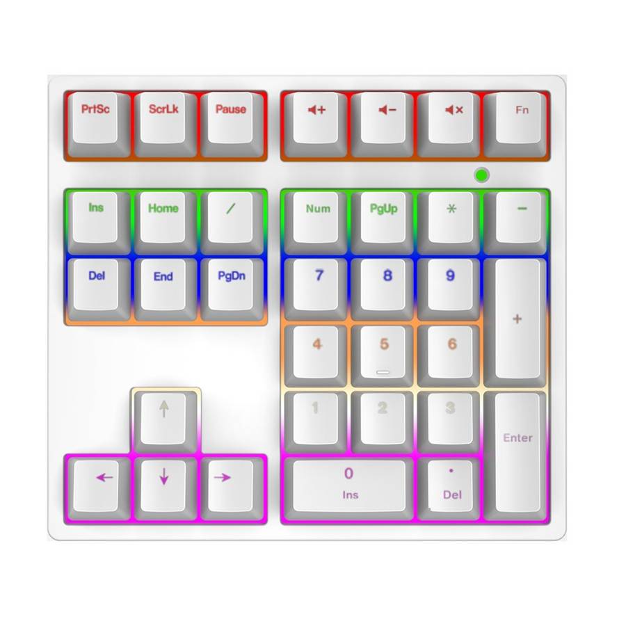 A36 RGB Backlit Mini Mechanical Keyboard with Numpad 34 Keys Type-C Wired Keyboard - White