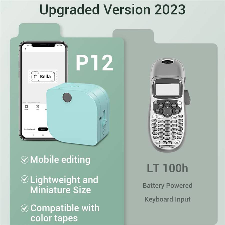PHOMEMO P12 Mini Handheld Thermal Printer Wireless Bluetooth-compatible Label Printer - Green