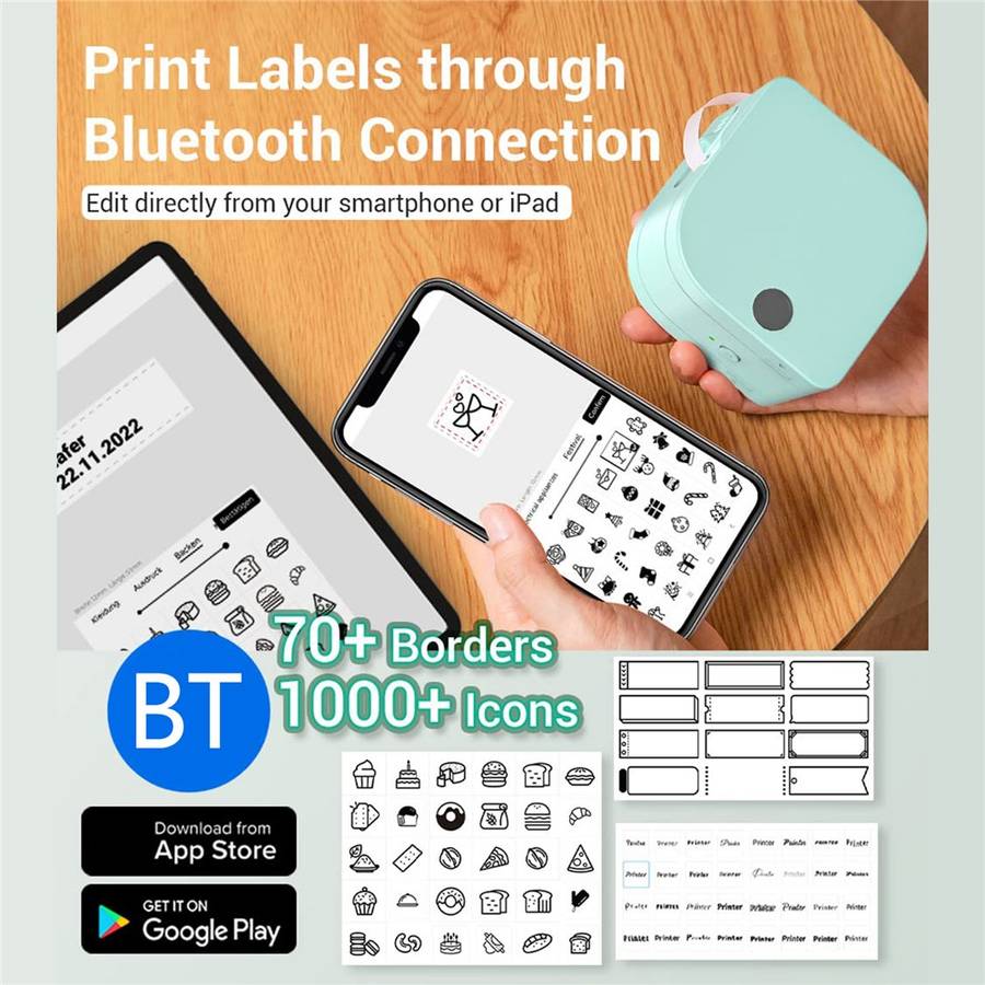PHOMEMO P12 Mini Handheld Thermal Printer Wireless Bluetooth-compatible Label Printer - Green