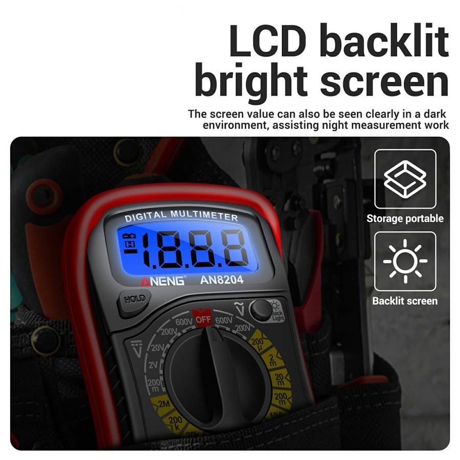 Digital Multimeter AC DC Voltage DC Current Resistance Diode Tester