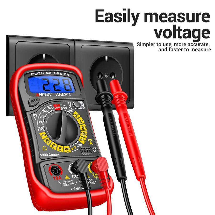 Digital Multimeter AC DC Voltage DC Current Resistance Diode Tester