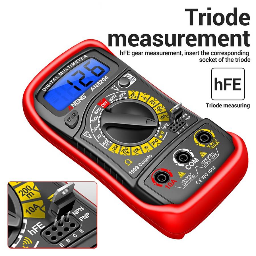 Digital Multimeter AC DC Voltage DC Current Resistance Diode Tester