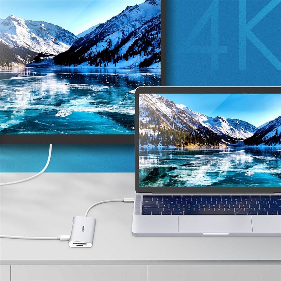 LENTION C36bHCR Type-C Hub Converter to USB 3.0 Ports HD Video Output Port Card Reader Slots PD3.0 1