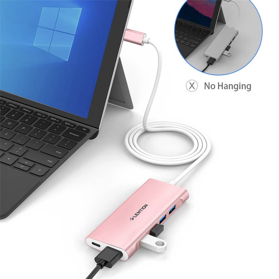LENTION C35H-1M USB-C Hub Converter Multi-port Docking Station Type-C to 4 USB-A3.0+HD+PD Adapter Co