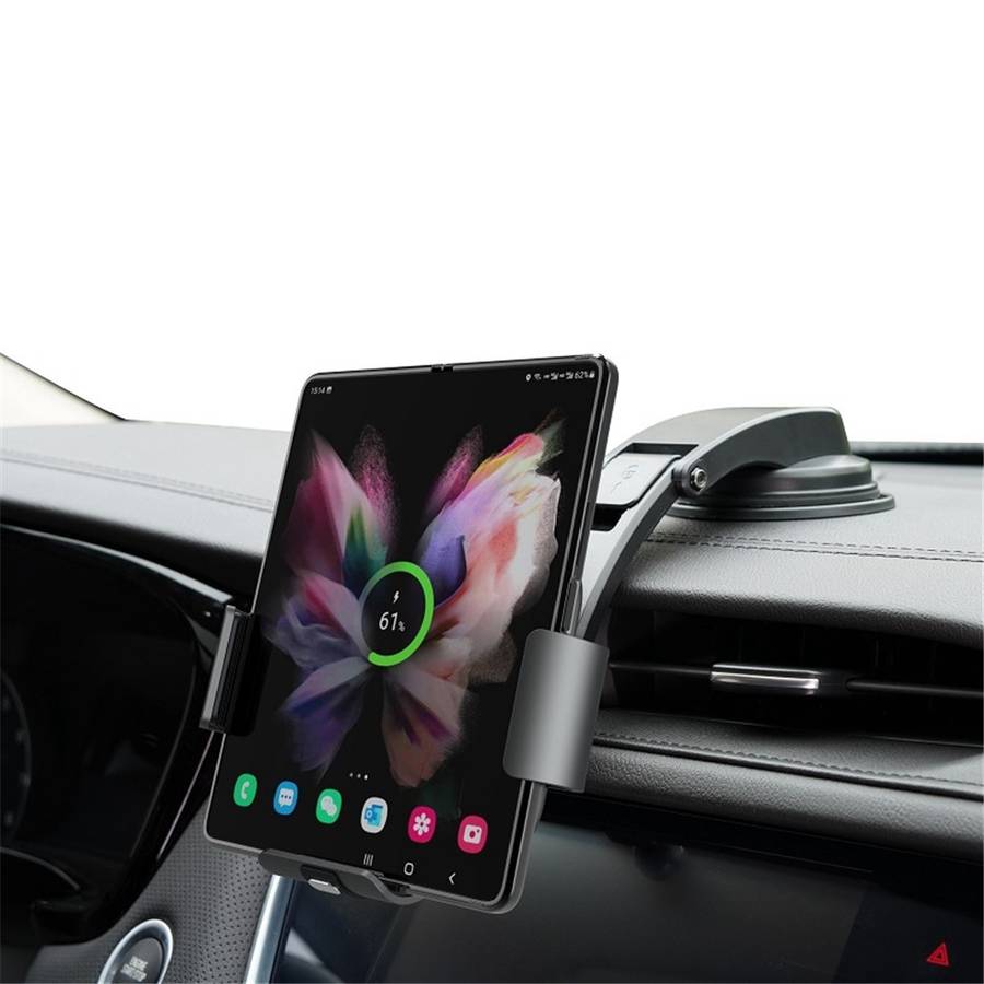 S3 Coil Electromagnetic Induction Wireless Charger Car Holder Foldable Phone Clamp Mount for Samsung