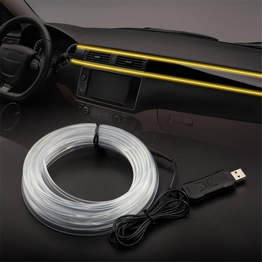 S3U 3m S-Series Fiber Optic Flexible Neon Light Strip Sound-activated Car Interior USB Atmosphere La