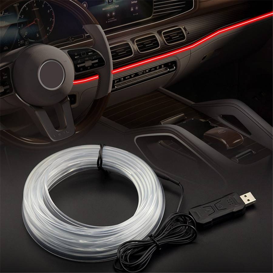 S3U 3m S-Series Fiber Optic Flexible Neon Light Strip Sound-activated Car Interior USB Atmosphere La