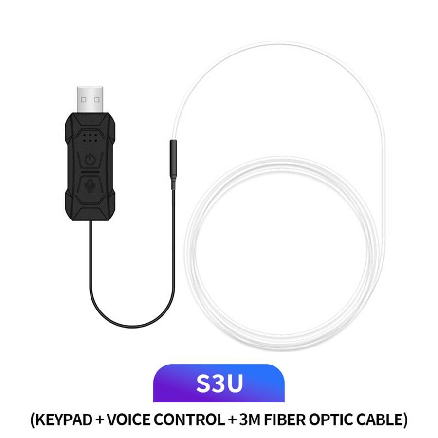 S3U 3m S-Series Fiber Optic Flexible Neon Light Strip Sound-activated Car Interior USB Atmosphere La