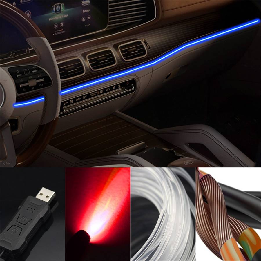 S3U 3m S-Series Fiber Optic Flexible Neon Light Strip Sound-activated Car Interior USB Atmosphere La