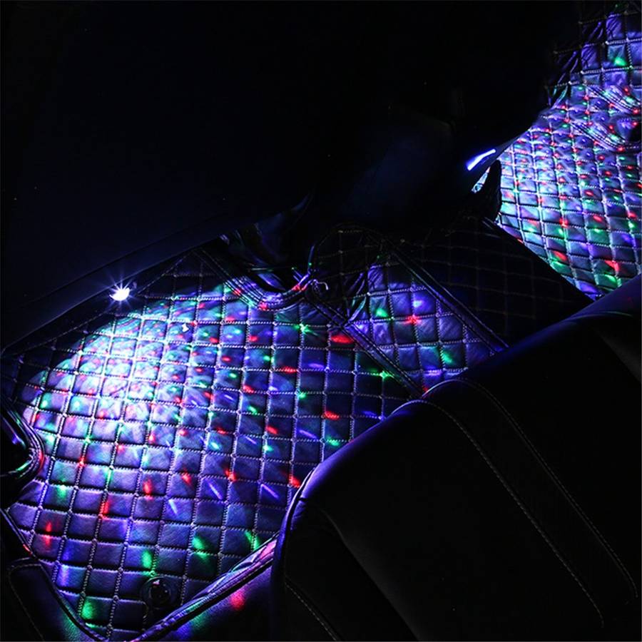 DX2U USB Powered 2-LEDs Car Light Strip Sound-activated Car Footwell Interior Decorative Lamp