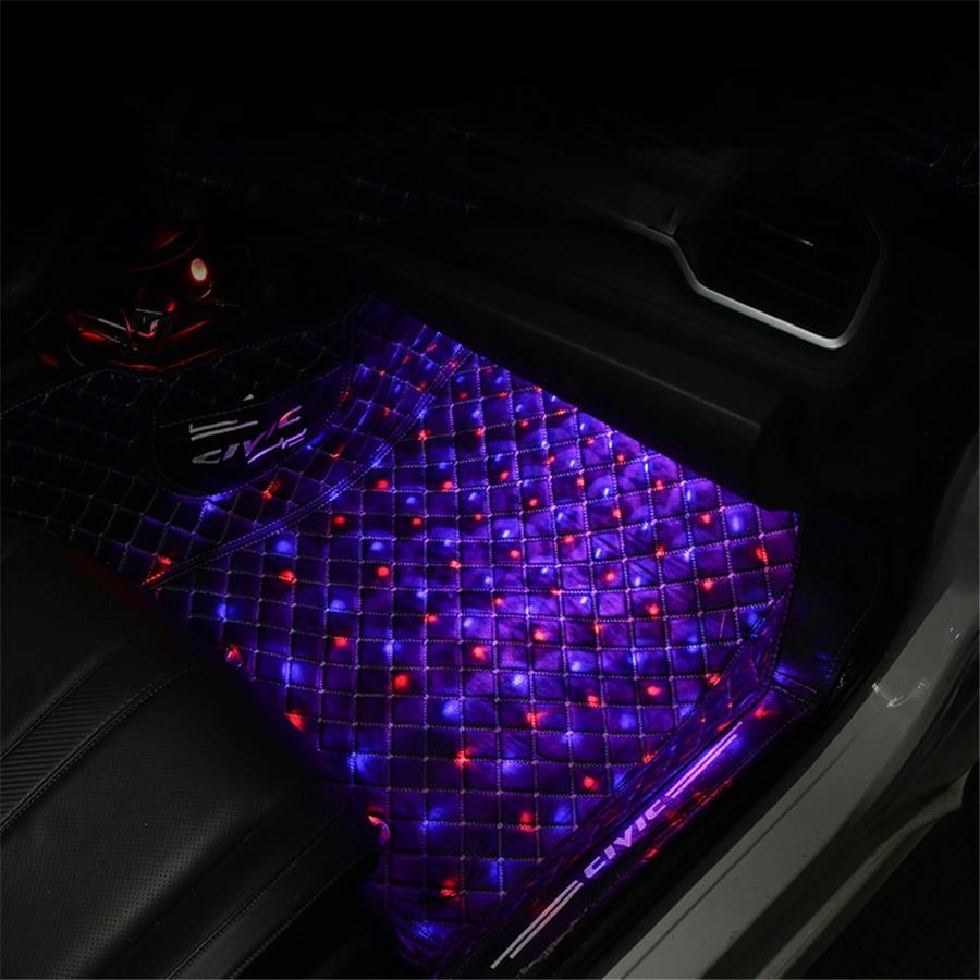 DX2U USB Powered 2-LEDs Car Light Strip Sound-activated Car Footwell Interior Decorative Lamp