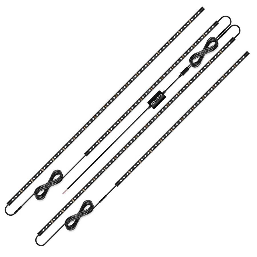 DP69 4Pcs Car Underglow Lights RGB Multi Color DIY Sound Active Music Mode Underbody Light Strips fo