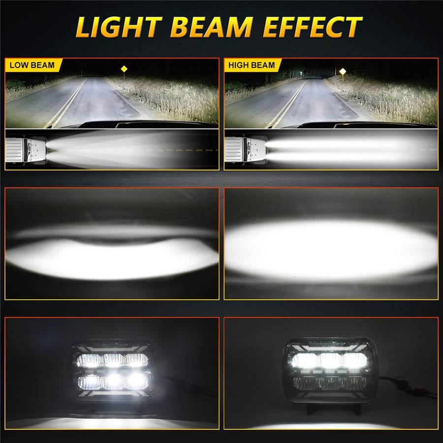 5 x 7 Inch Square LED Headlight High Brightness IP67 Waterproof High Low Beam Truck Front Headlamp