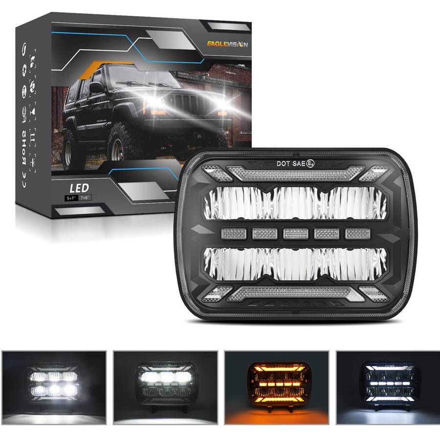 5 x 7 Inch Square LED Headlight High Brightness IP67 Waterproof High Low Beam Truck Front Headlamp