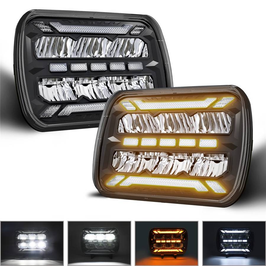 5 x 7 Inch Square LED Headlight High Brightness IP67 Waterproof High Low Beam Truck Front Headlamp