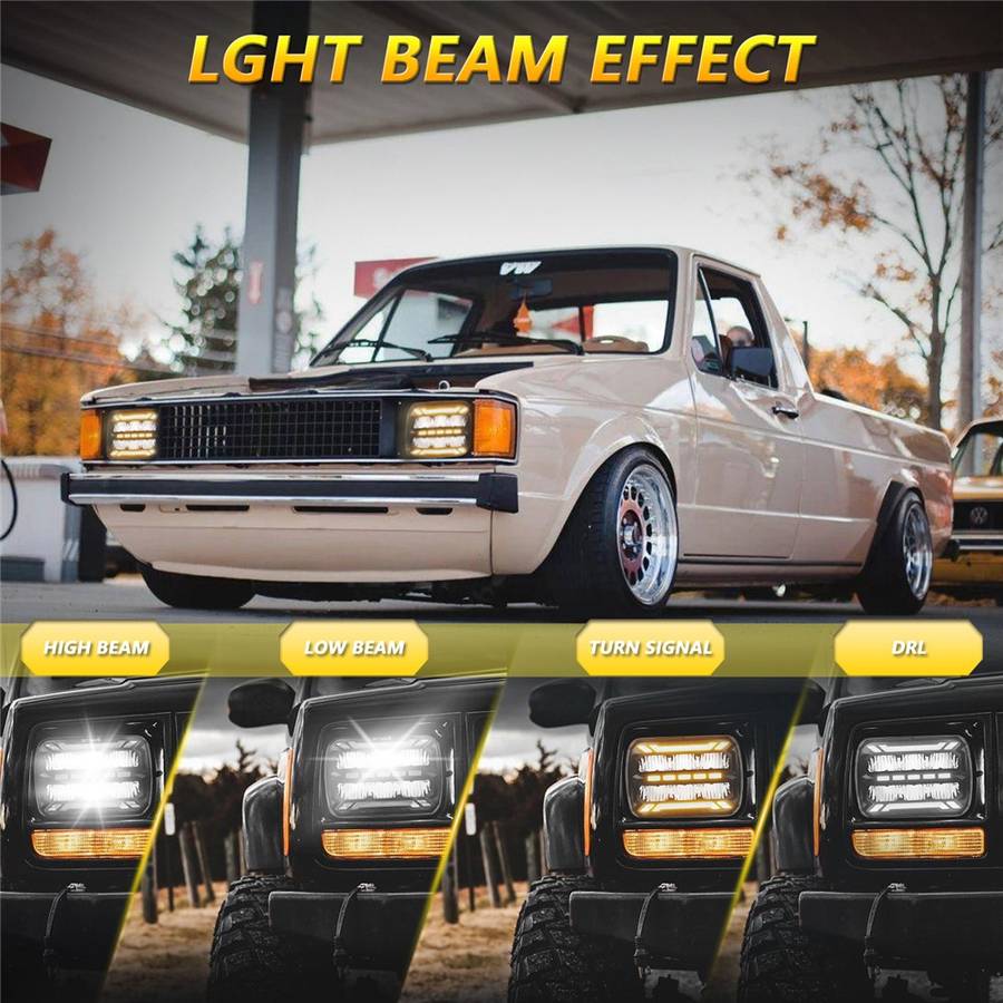 5 x 7 Inch Square LED Headlight High Brightness IP67 Waterproof High Low Beam Truck Front Headlamp