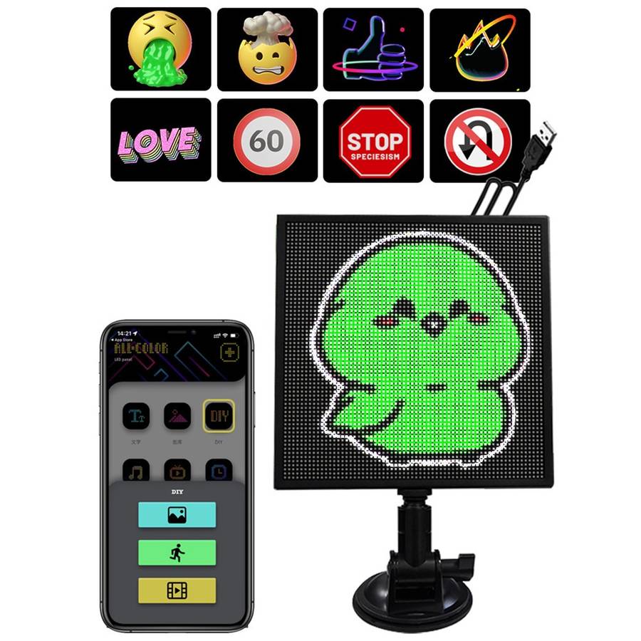 P32L Car Back Window LED Display Light 32x32LED Smartphone App Control LED Car Sign Screen for Home