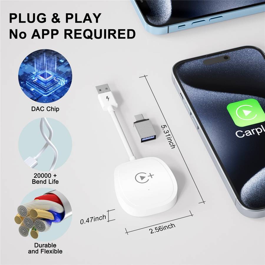 020-7+ Wireless Video / Car Play Adapter Car System Wired to Wireless Car Player Supports YouTube /