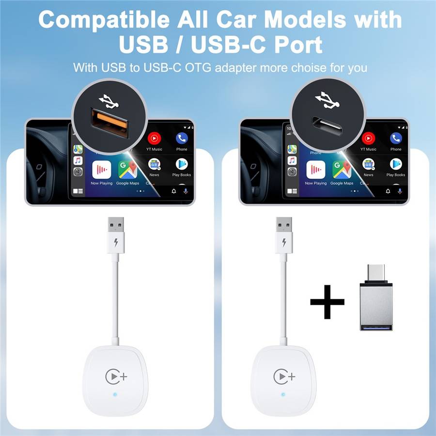020-7+ Wireless Video / Car Play Adapter Car System Wired to Wireless Car Player Supports YouTube /