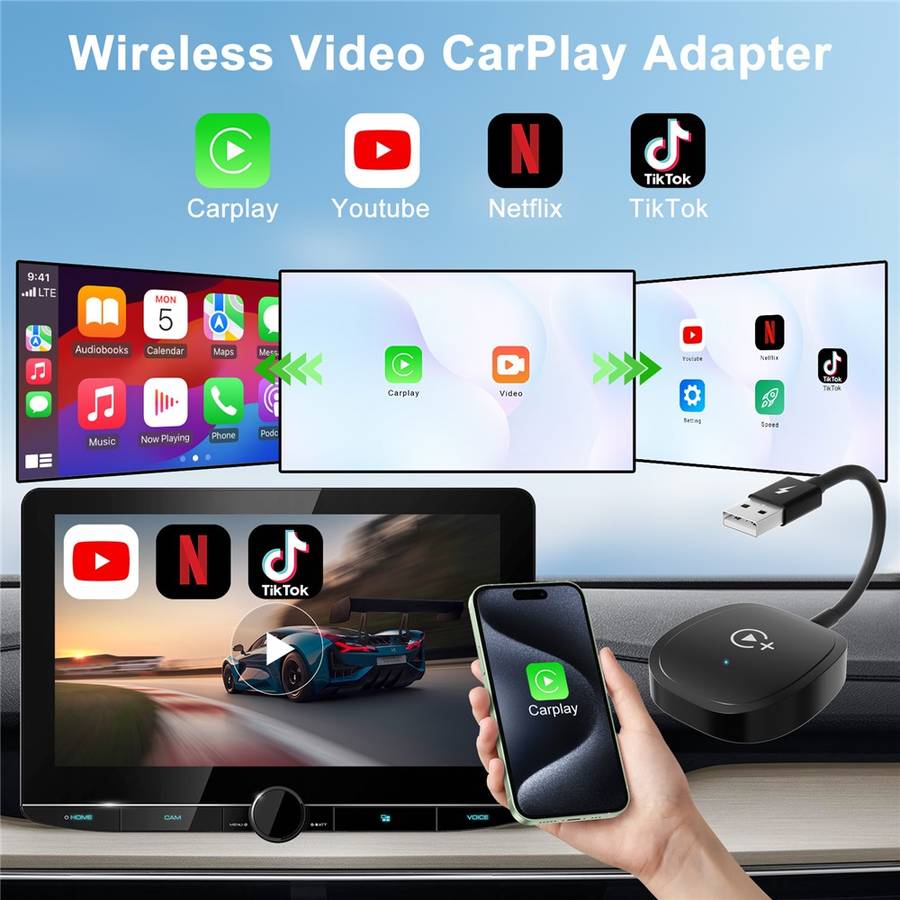 020-7+ Wireless Video / Car Play Adapter Car System Wired to Wireless Car Player Supports YouTube /