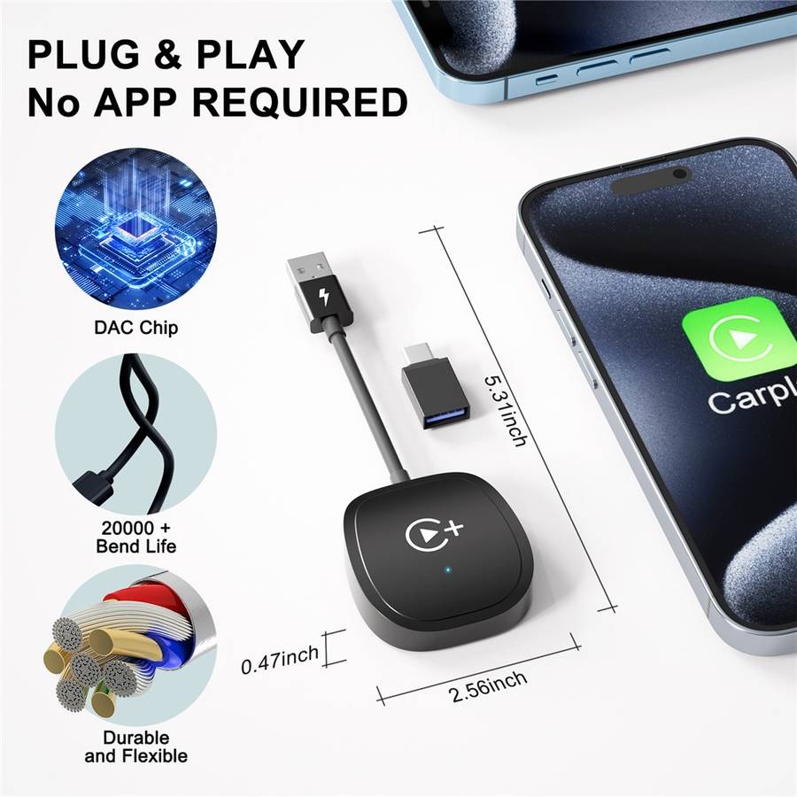 020-7+ Wireless Video / Car Play Adapter Car System Wired to Wireless Car Player Supports YouTube /