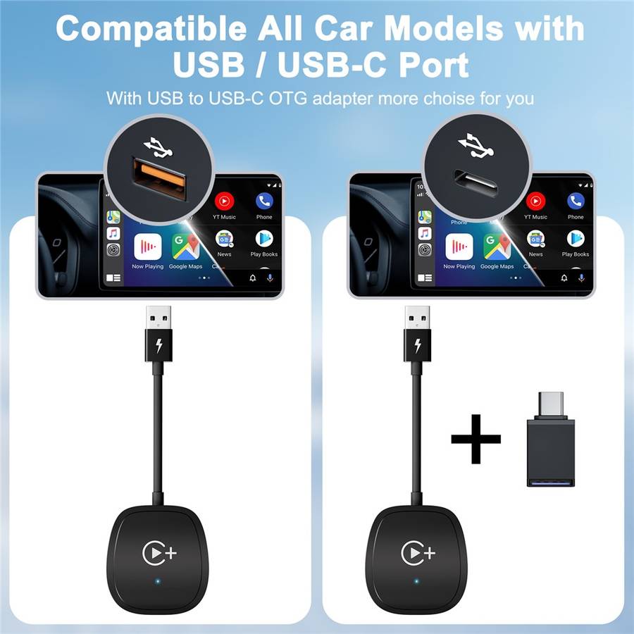 020-7+ Wireless Video / Car Play Adapter Car System Wired to Wireless Car Player Supports YouTube /