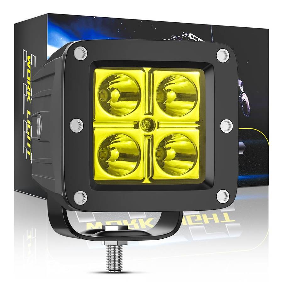 4-LED 12W Car SUV Off-Road Motorcycle Square Spotlight Waterproof Vehicle Headlight - White Light