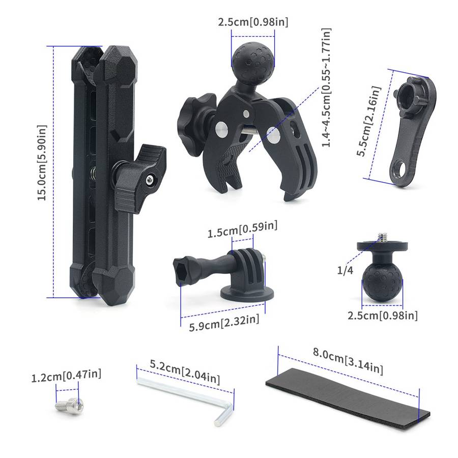 WUPP CS-2001A1 Motorcycle Camera Mount Holder Motorbike Handlebar Bracket for Gopro