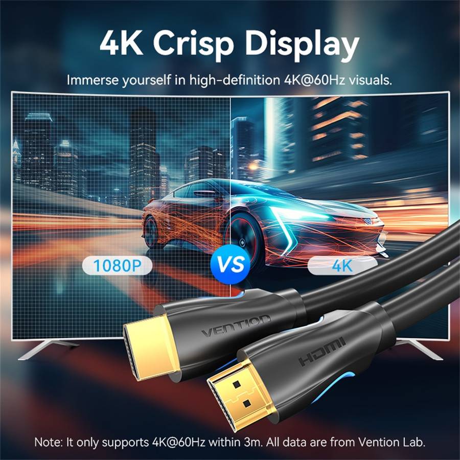 VENTION AAHBG AAH Series 1.5m HDMI Cable 4K Male to Male Cord for Laptops Projectors Xbox TV