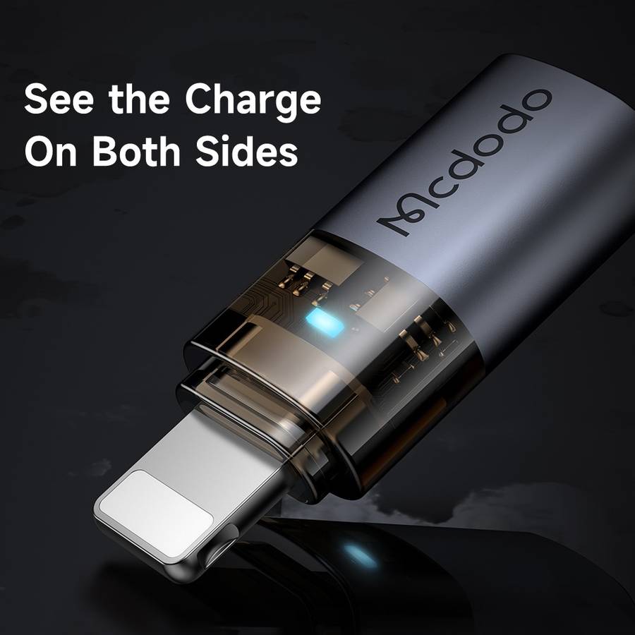 MCDODO OT-7630 MDD USB-C Female to iP Male Adapter with LED Light PD 36W Fast Charging Converter